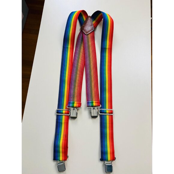 Vintage Hyde Adult Rainbow Suspenders, 70s / 80s Rainbow Stripe Suspenders - Picture 5 of 8